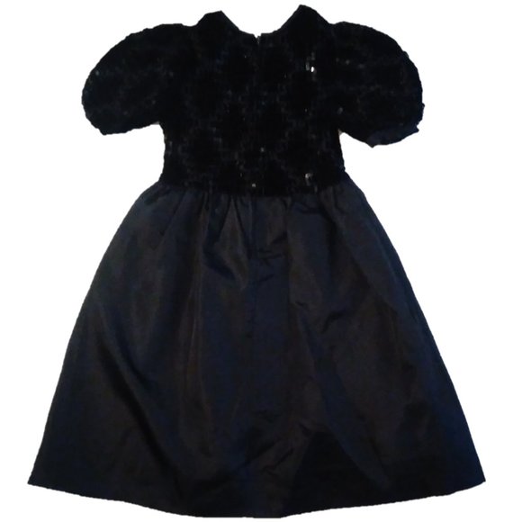 SYLVIA WHYTE Girls 7 BLACK SPARKLE SEQUIN DRESS holidays Christmas Halloween wed - Picture 4 of 15